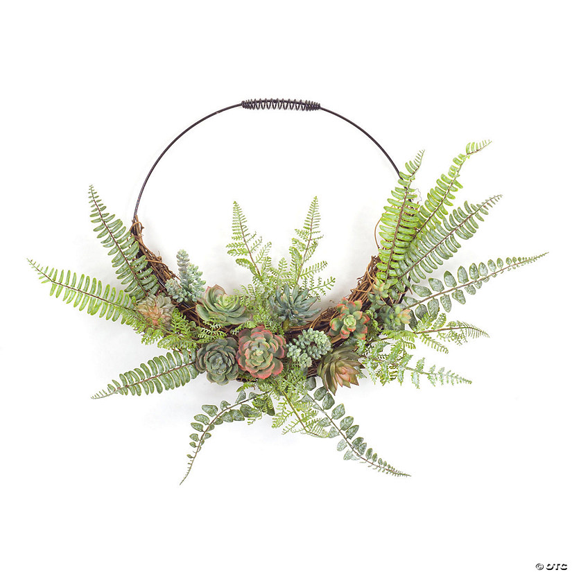 Melrose International Fern and Succulent Wire Wreath Image