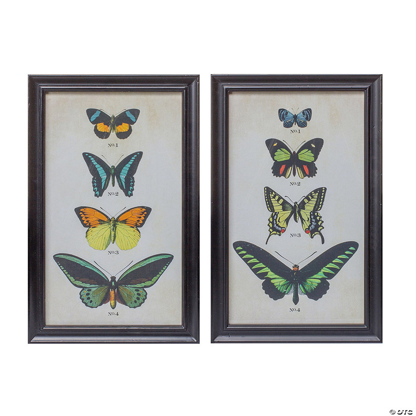 Melrose International Framed Butterfly Print (Set Of 2) 18.3In Image