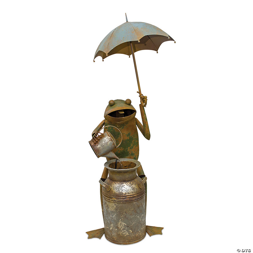 Melrose International Frog with Umbrella Metal Water Fountain Image