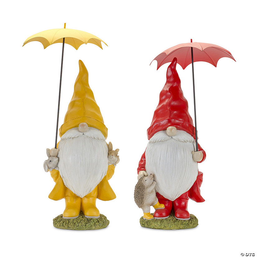 Melrose International Garden Gnome W/Umbrella (Set Of 2) 23In Image