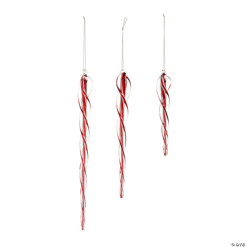 Melrose International Glass Icicle Ornament (Set Of 6) 6In Image
