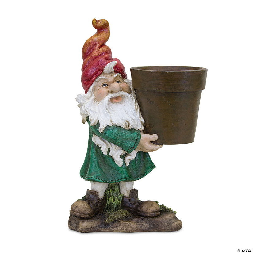Melrose International Gnome with Flower Pot, 9 Inches Image
