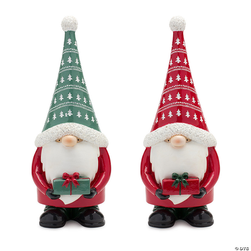 Melrose International Holiday Gnome Figurine (Set Of 2) 12.2In Image