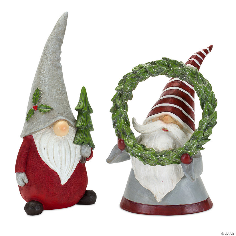 Melrose International Holiday Gnome Figurine (Set Of 2) 8In Image