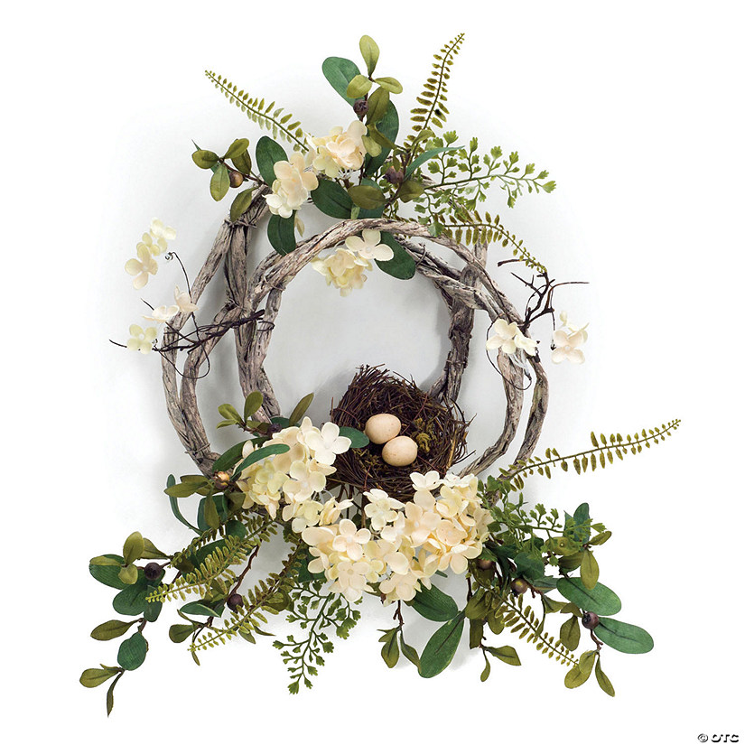 Melrose International Hydrangea/Bird Nest Wreath (Set of 4) Image