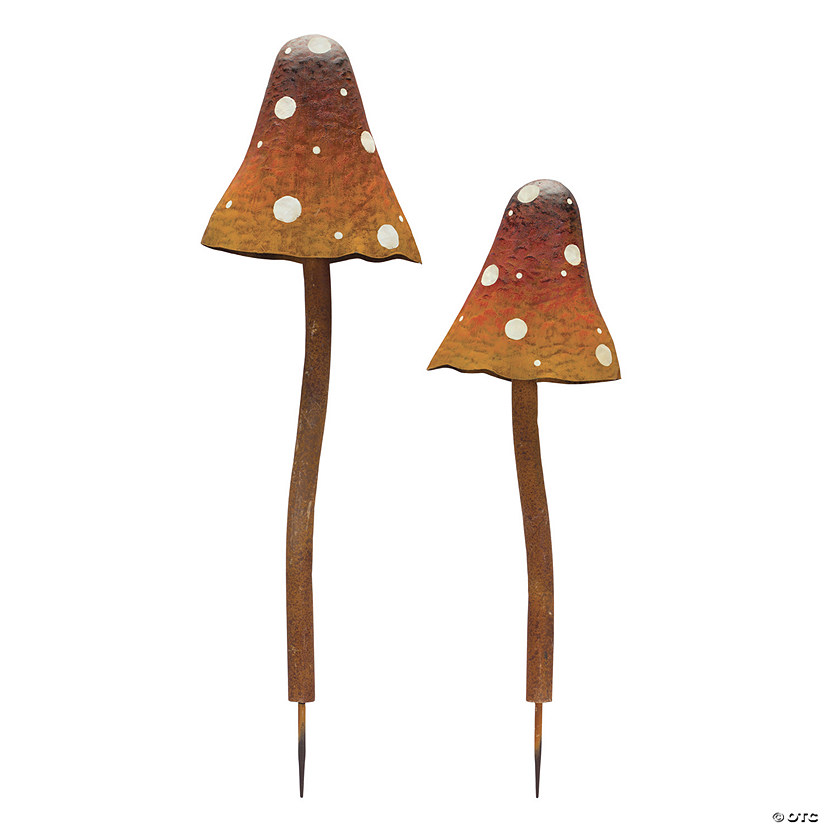 Melrose International Iron Mushroom Stake (Set Of 2) 32In Image