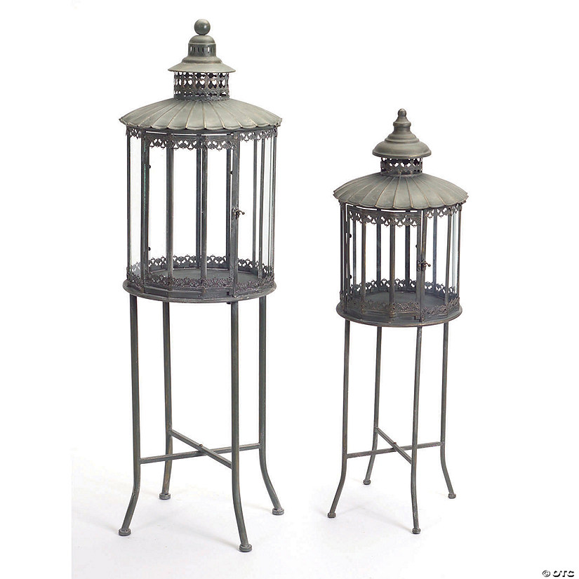 Melrose International Lanterns with Stand (Set of 2) Image