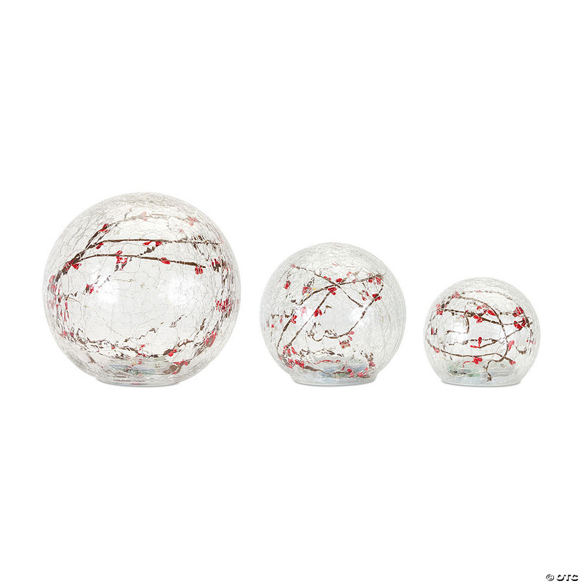 Melrose International LED Crackle Glass Globe (Set of 3) Image