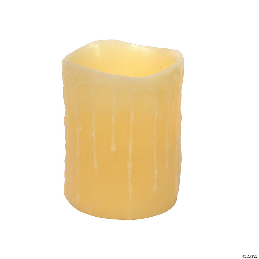 Melrose International LED Wax Drip Short Pillar Candle (Set of 3) Image