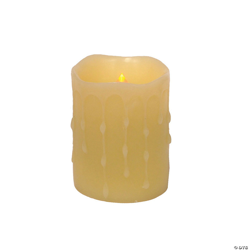 Melrose International LED Wax Drip Short Pillar Candle (Set of 4) Image