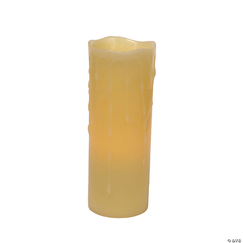 Melrose International LED Wax Drip Tall Pillar Candle (Set of 3) Image