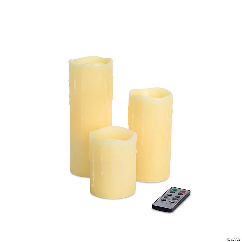 Melrose International LED Wax Dripping Candles with Remote and Timer (Set of 3) Image