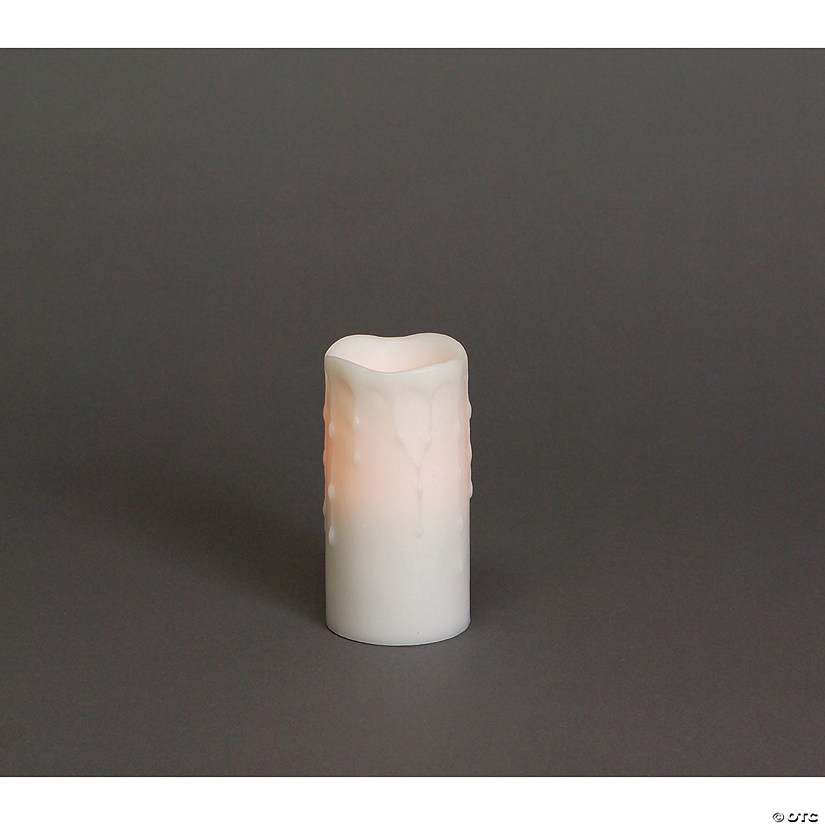 Melrose International LED White Wax Drip Tall Pillar Candle (Set of 4) Image