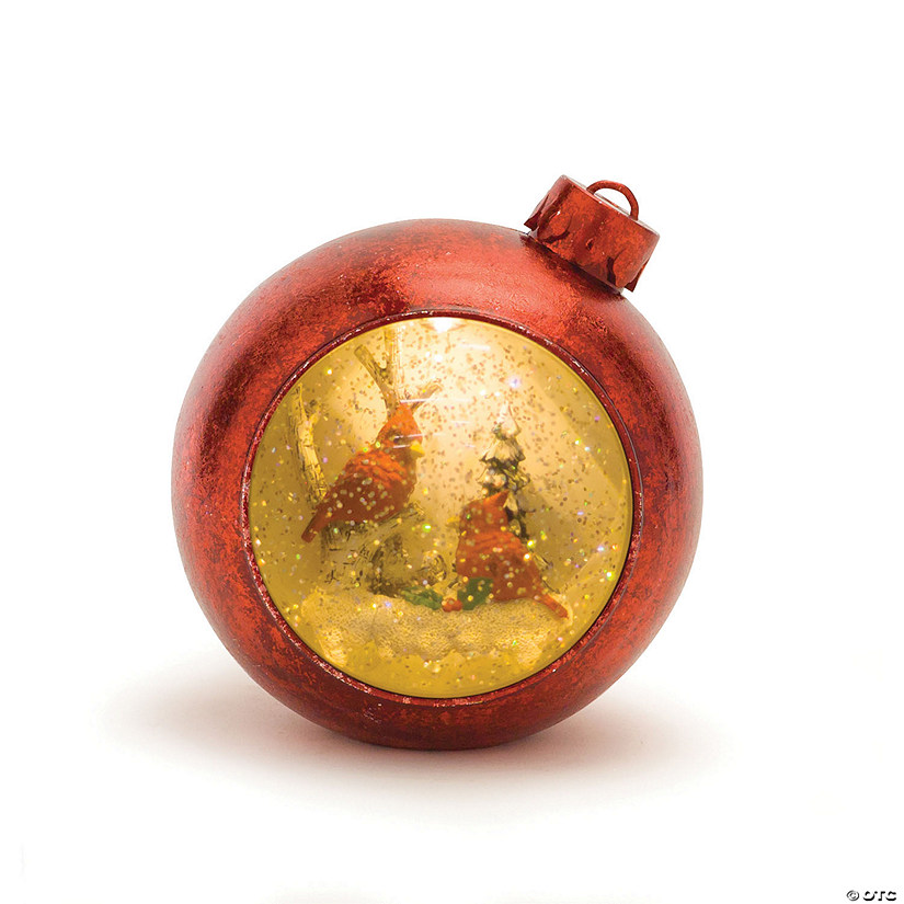 Melrose International Lighted Musical Snow Globe Cardinals Ornament Image