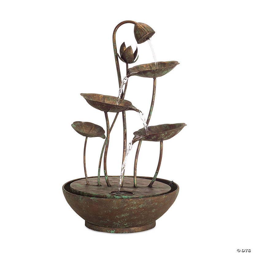 Melrose International Metal Lotus Leaf Water Fountain, 19 Inches Image