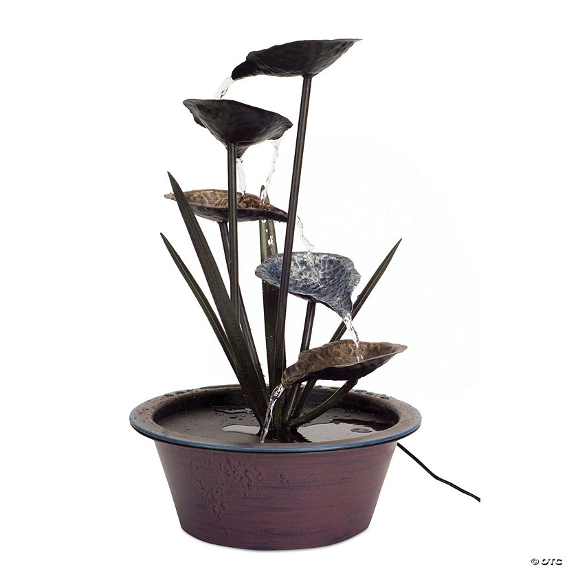 Melrose International Metal Lotus Leaf Water Fountain, 22 Inches Image