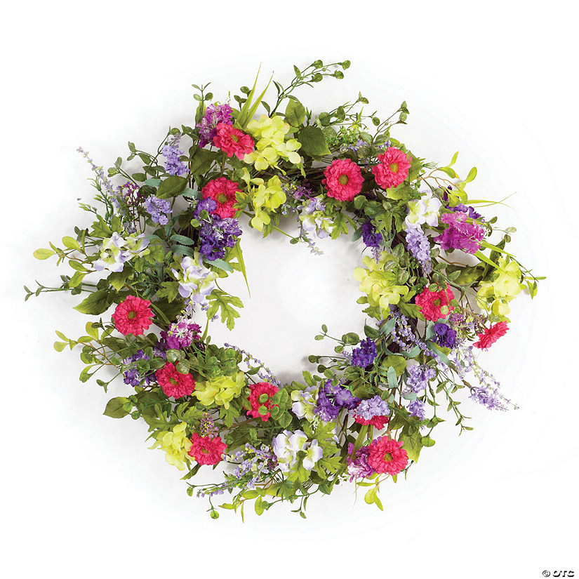 Melrose International Mixed Floral Wreath, 24 Inches Image