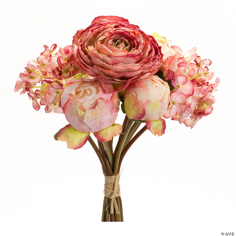 Melrose International Peony Hydrangea Bunch (Set Of 6) 16.75In Image