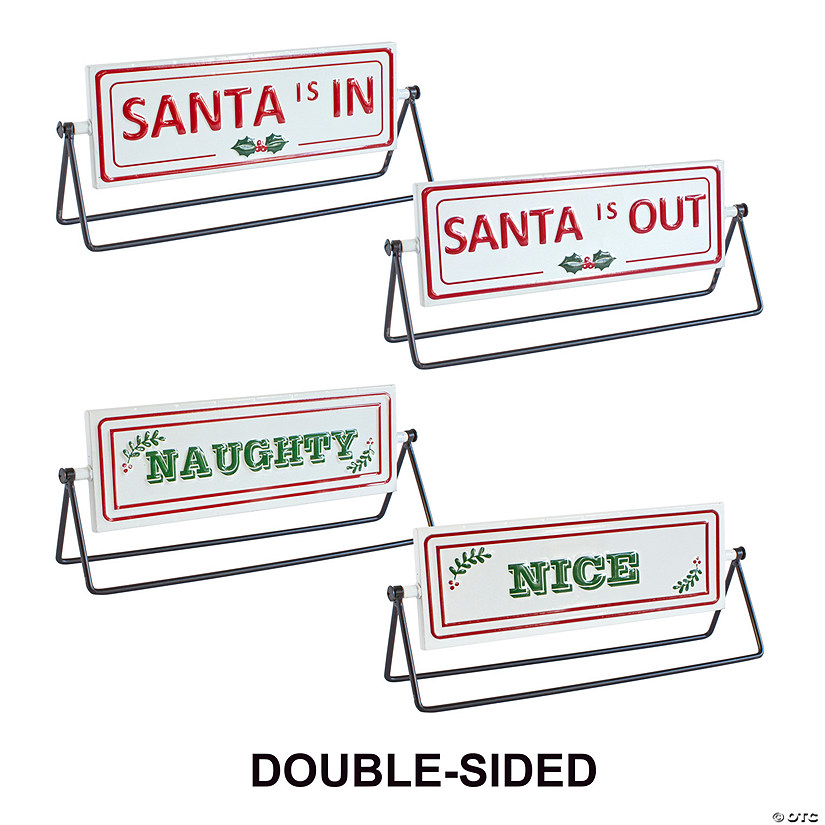 Melrose International Reversable Santa Sign (Set Of 2) 12In Image