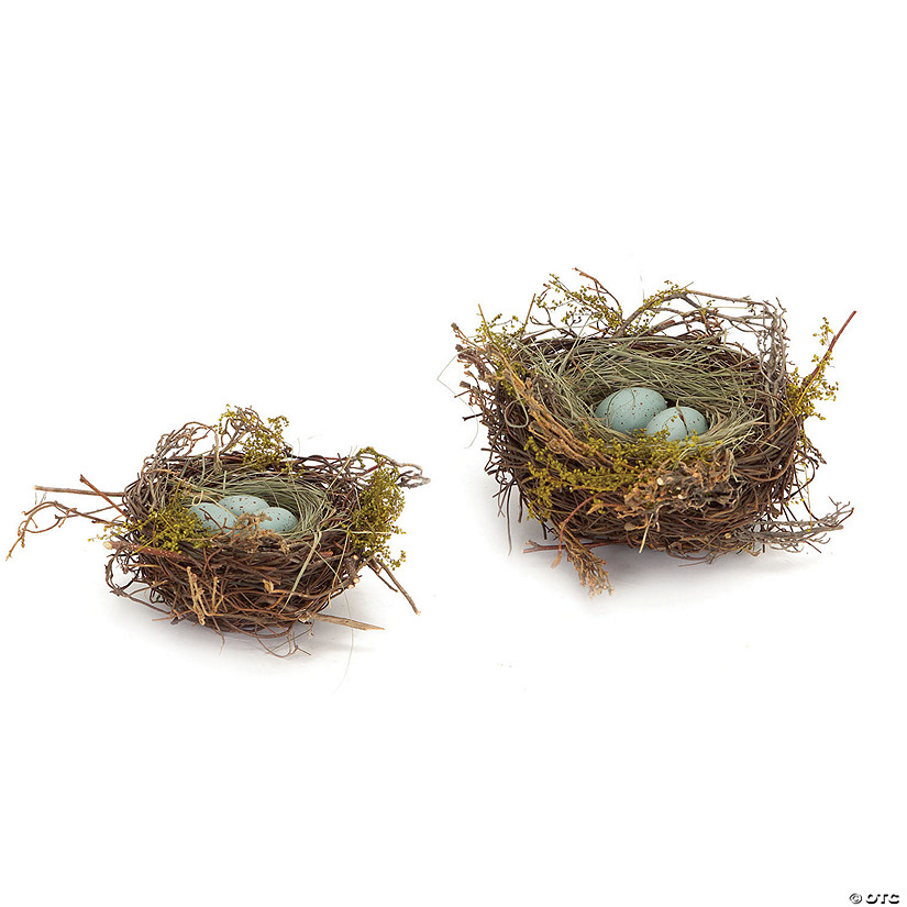 Melrose International Robin's Nest with Eggs Decorations (Set of 12) Image