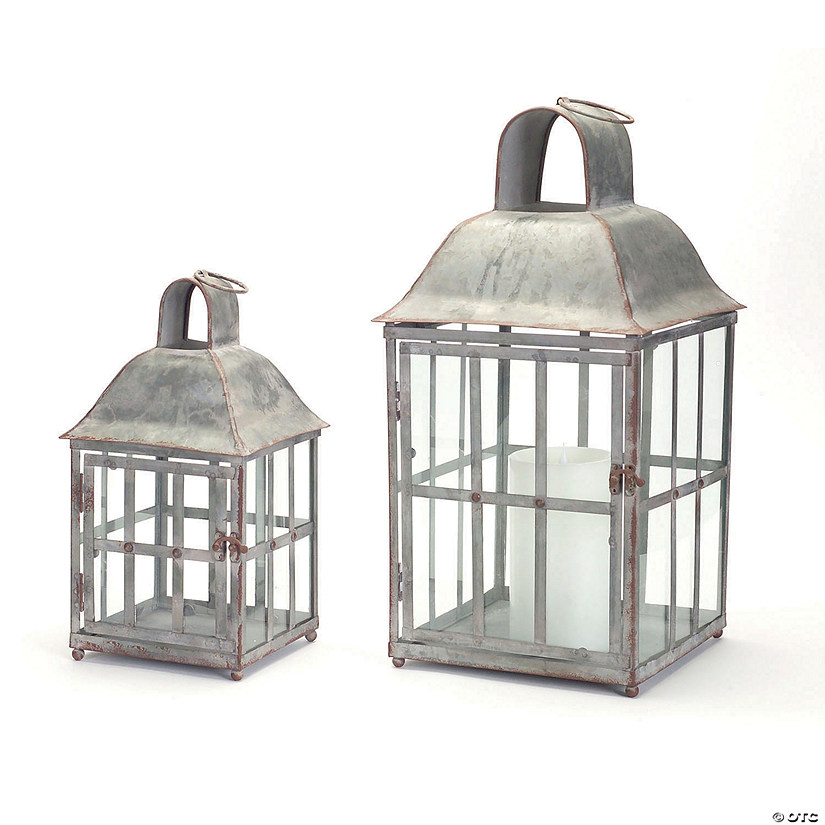 Melrose International Rustic Metal Finish Lantern (Set of 2) Image
