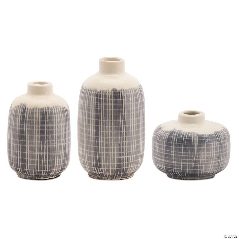 Melrose International Striped Mini Vases, 6 Inches (Set of 6) Image