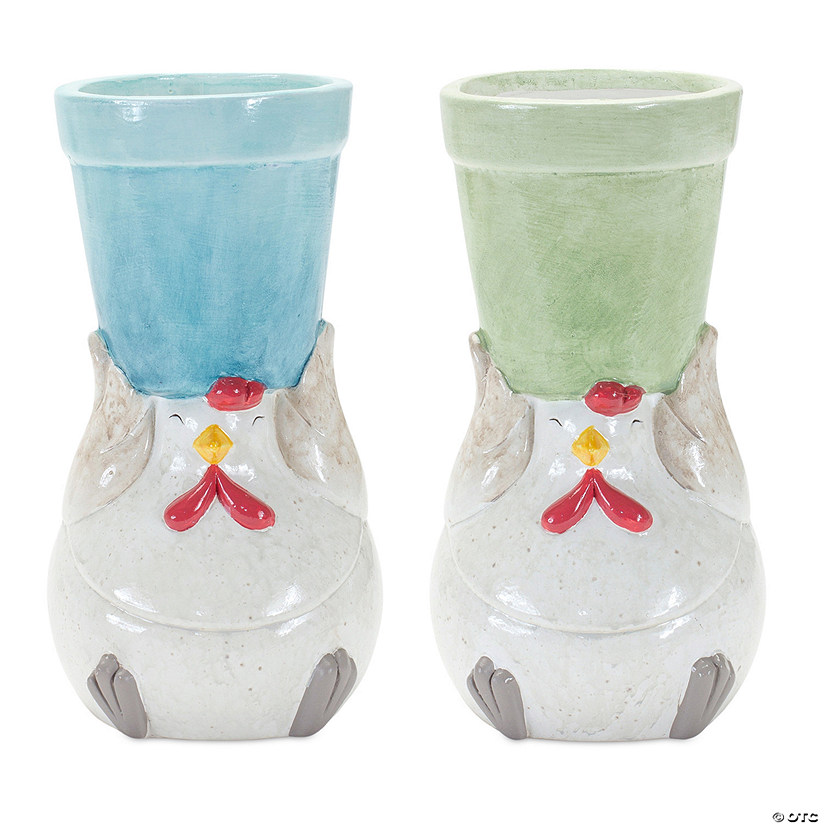 Melrose International Terracotta Chicken Pot (Set Of 2) 7.75In Image