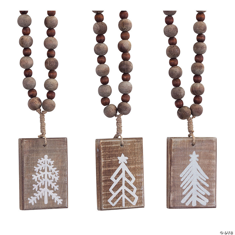Melrose International Tree Plaque Beaded Ornament (Set of 6) Image