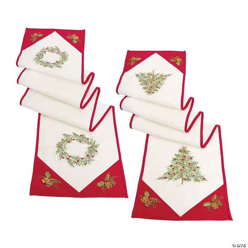 Melrose International Tree Wreath Table Runner (Set Of 2) 72In Image