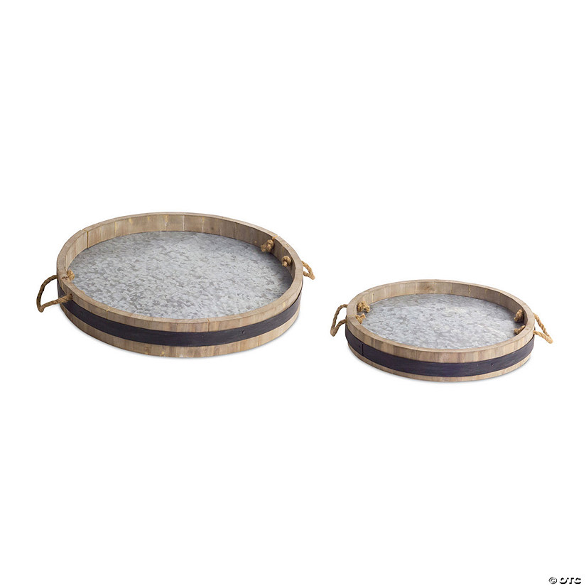 Melrose International Wine Barrel Tray (Set of 2) Image