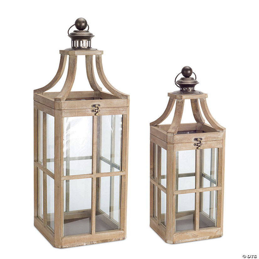 Melrose International Wood and Metal Lantern (Set of 2) Image