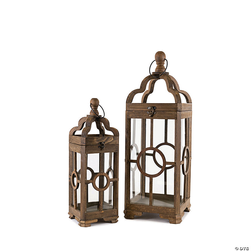 Melrose International Wooden Lantern (Set of 2) Image