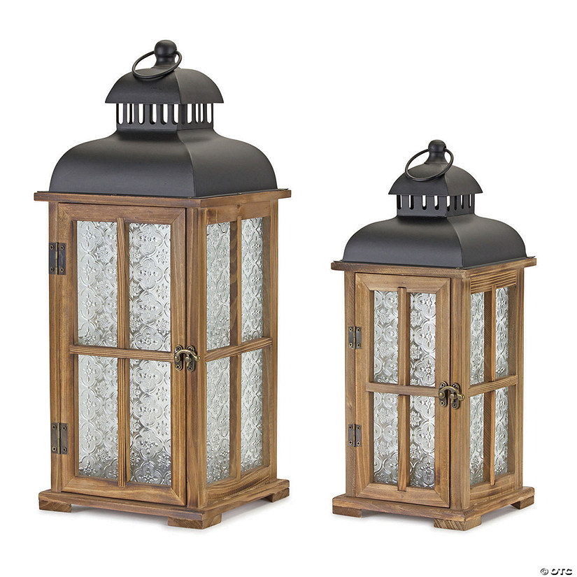Melrose International Wooden Lantern (Set of 2) Image