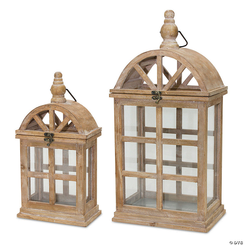 Melrose International Wooden Lantern (Set of 2) Image