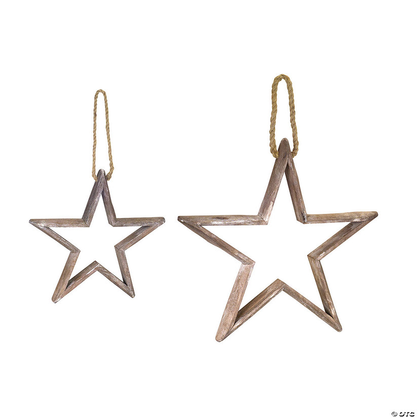 Melrose International Wooden Star Ornament (Set of 4) Image