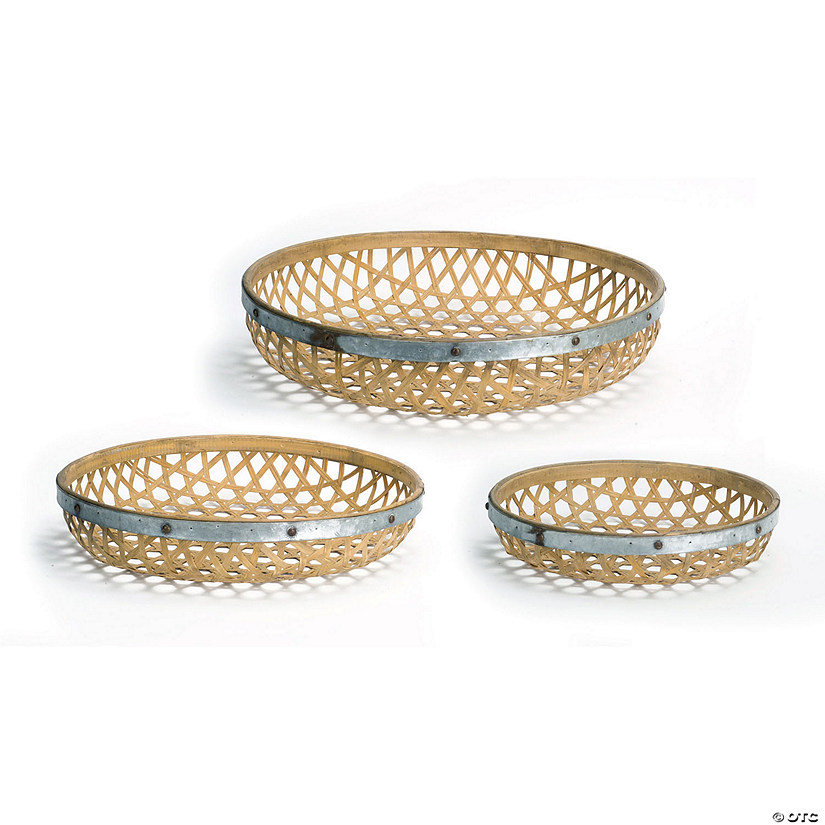 Melrose International Woven Bamboo Tray (Set of 3) Image