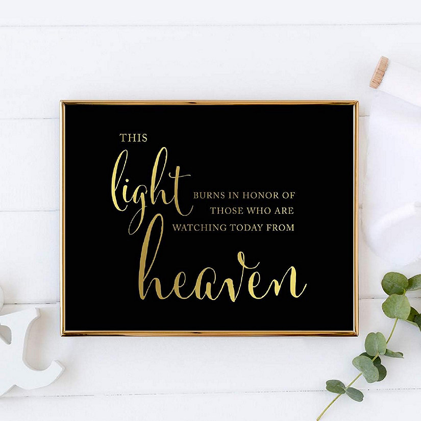 Memorial Candle Sign Black Gold 8.5x11 Image