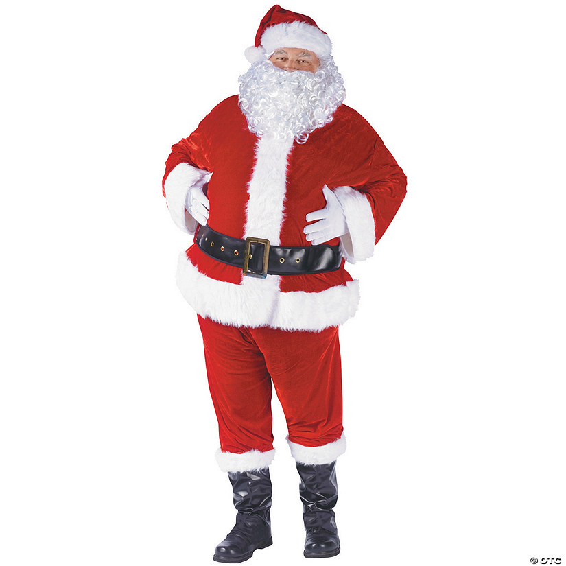 Men&#39;s Complete Velour Santa Suit Costume Image