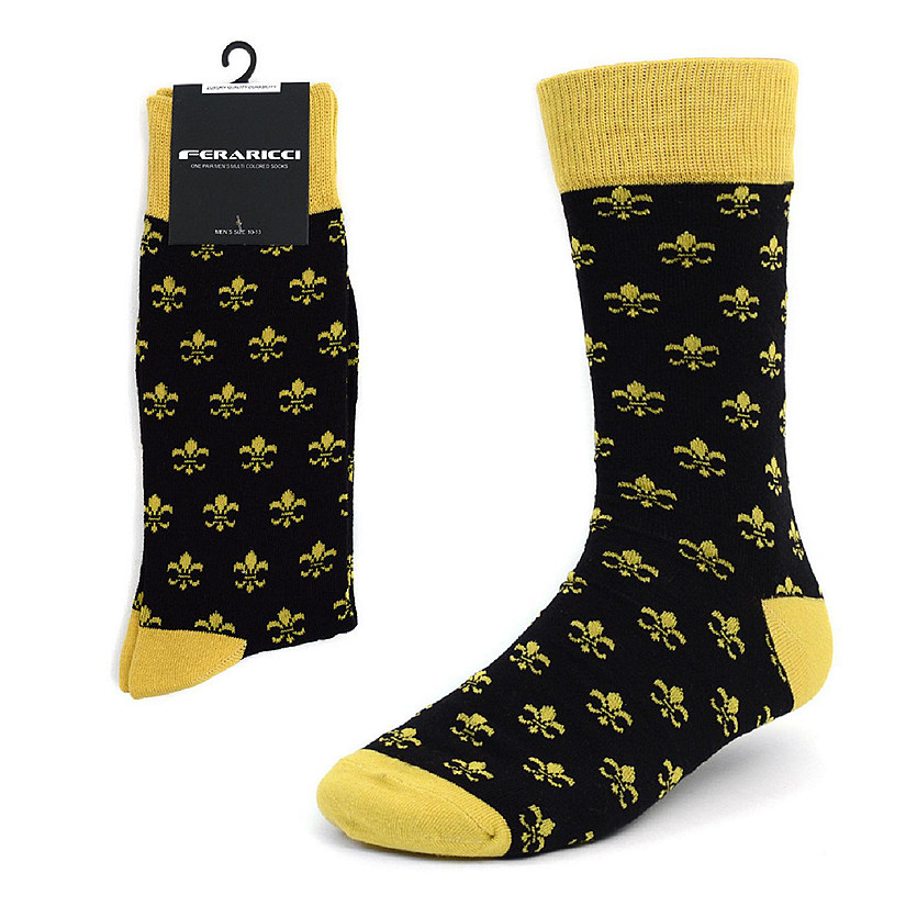 Men's Cotton Mardi Gras Socks Fleur De Lis Pattern Oriental Trading