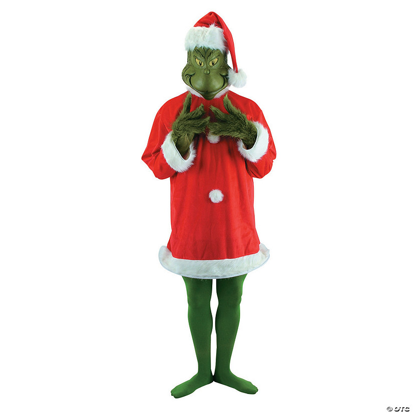 Men's Deluxe The Grinch Santa Costume with Mask - Large/Extra Large Image