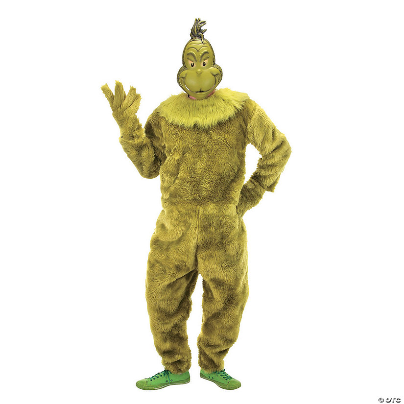 Men&#39;s Dr. Seuss&#8482; The Grinch Deluxe Jumpsuit Costume - Large/Extra Large Image