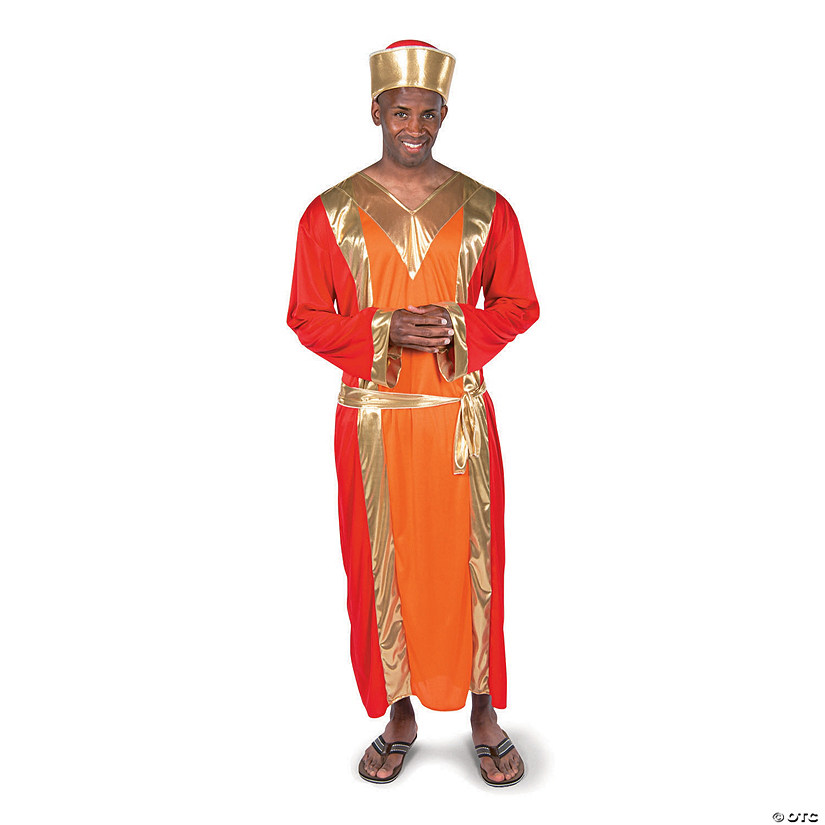 Men's King Balthazar Polyester Nativity Costume with Headpiece - One Size Image