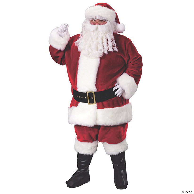 Men's Premium Crimson Plush Santa Claus Suit Costume - 40-48 Image