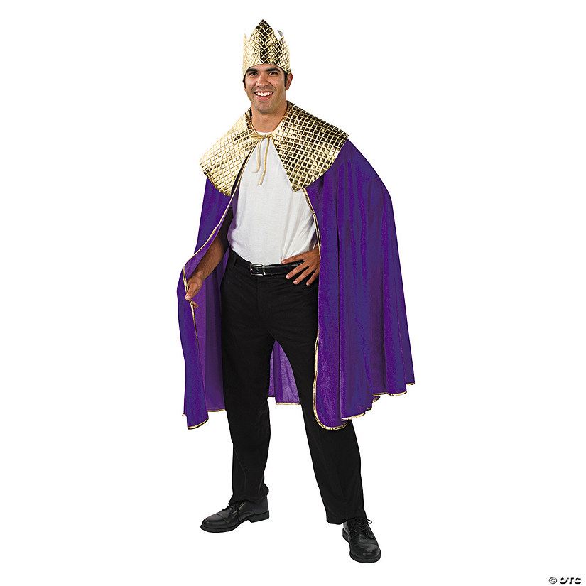 Men's Purple Wise Man's Cape with Crown Costume Image