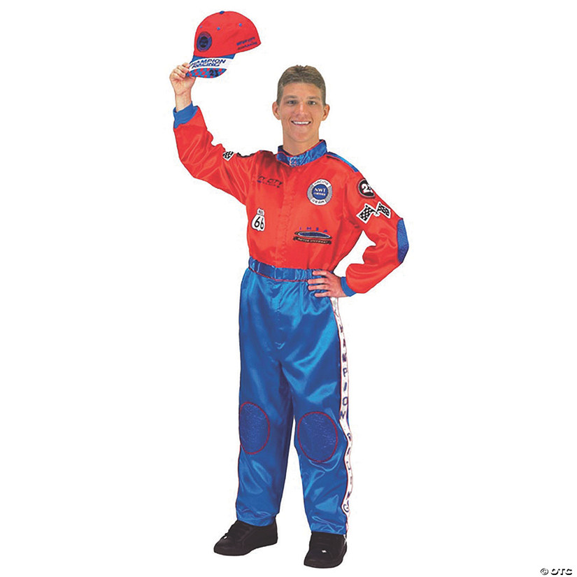 Men's Red and Blue Racing Suit Costume - Large Image