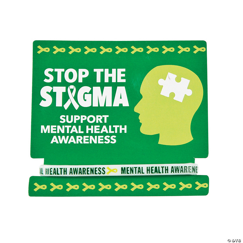 Mental Health Awareness Rubber Bracelets with Card - 12 Pc. Image