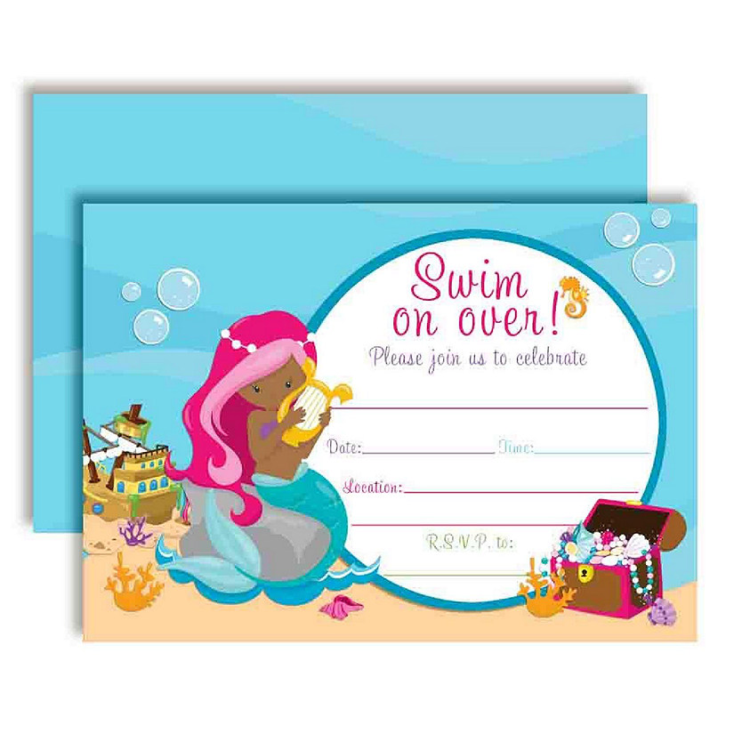 Mermaid Invitations (dark) 40pc. by AmandaCreation Image