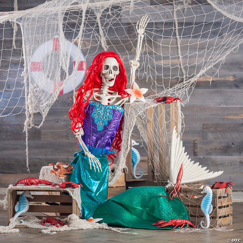Mermaid Skeleton with Sea Friends Outdoor Halloween Decorating Kit - 21 Pc. Image
