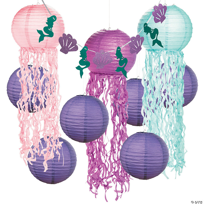 Mermaid Sparkle Hanging Decorations Kit - 10 Pc. Image