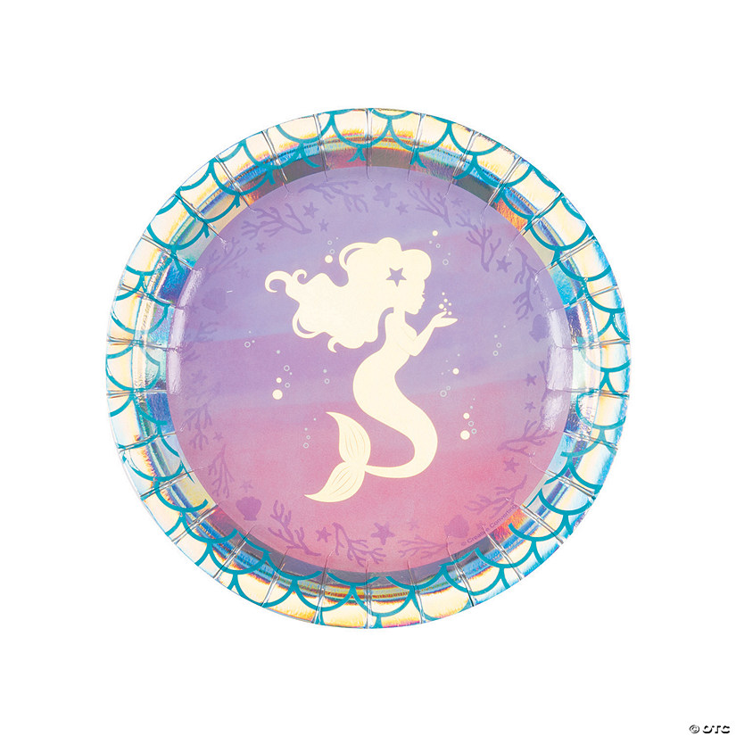 Mermaid Sparkle Iridescent Paper Dessert Plates - 8 Ct. Image